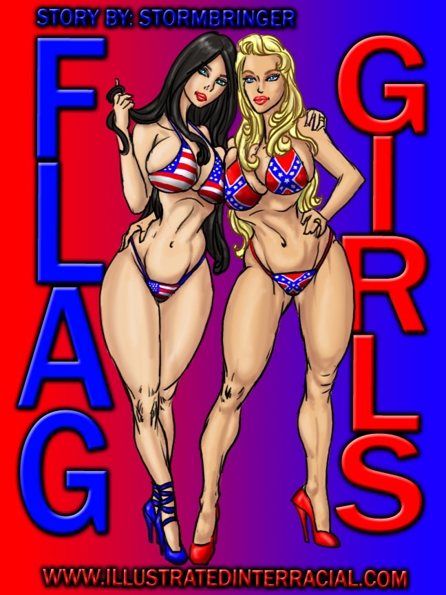 Flag Girls- Illustrated interracial