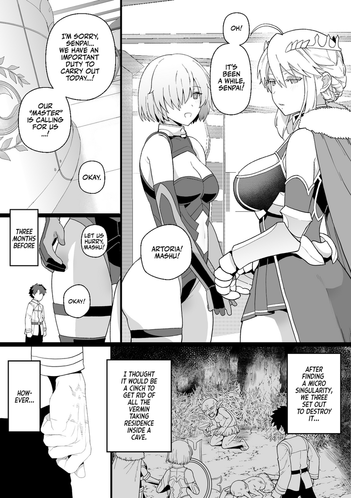 [Mo] Artoria to Mash, Goblin Kan Manga | Artoria and Mashu Violated by a Goblin! (Fate/Grand Order) [English] [Team Rabu2]