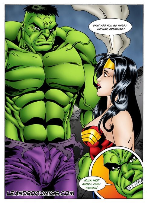 Wonder Woman versus the Incredibly Horny Hulk! (Marvel vs DC) [Leandro Comics]