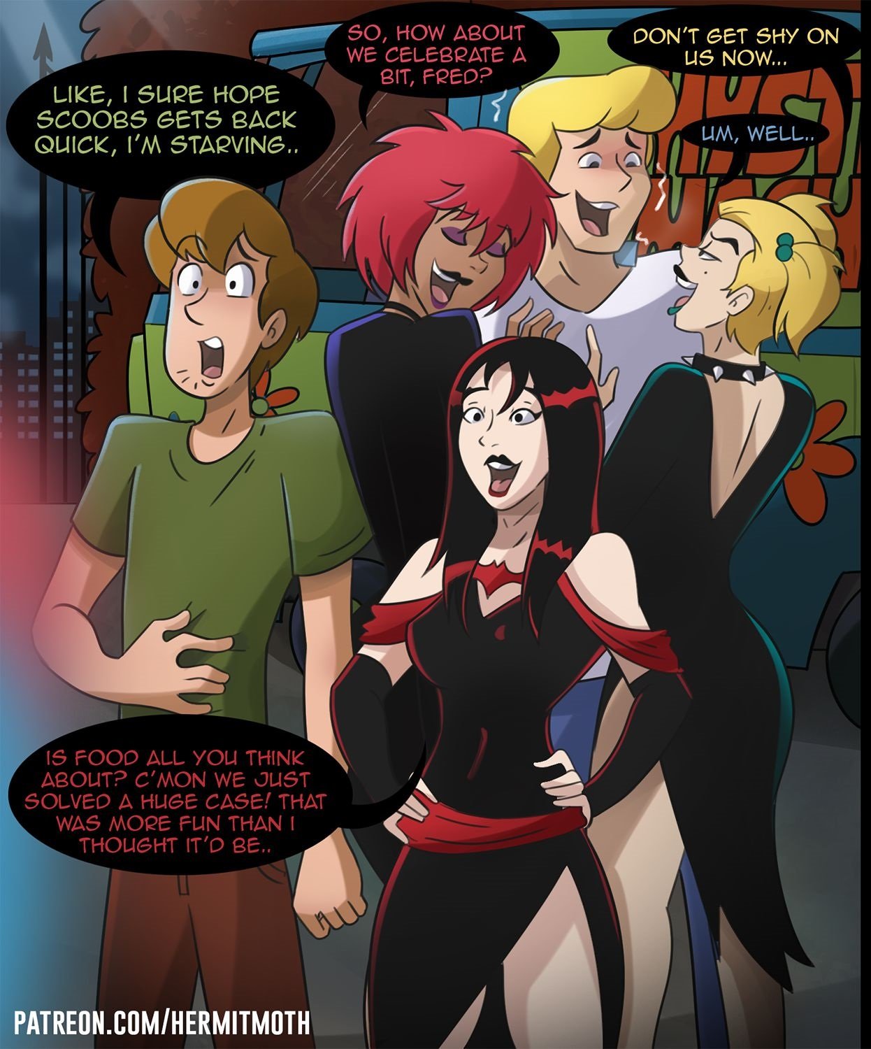 Shaggy and Fred party with the Hex girls (Scooby Doo) [Hermit Moth]