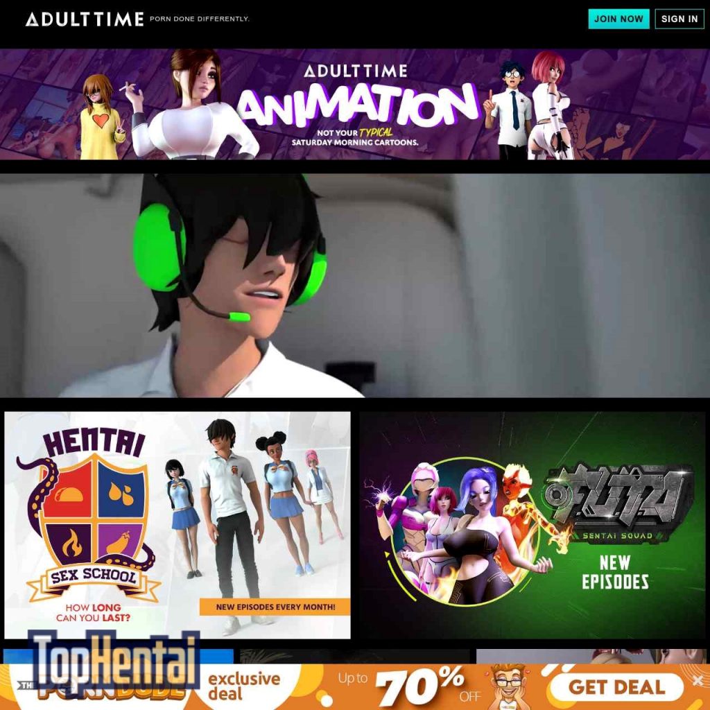 AdultTime Animation homepage screenshot