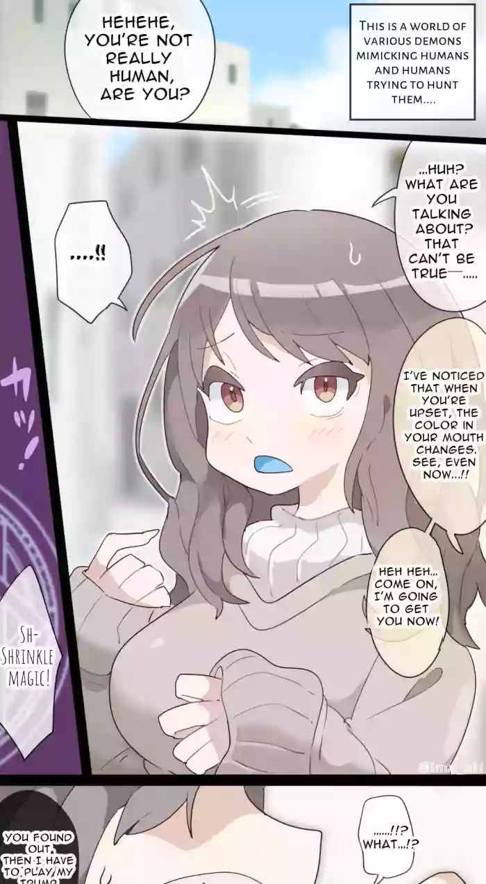 [imaat] A vore manga where you are shrunk by a girl with blue mucous membranes and then swallowed whole [English/Japanese]