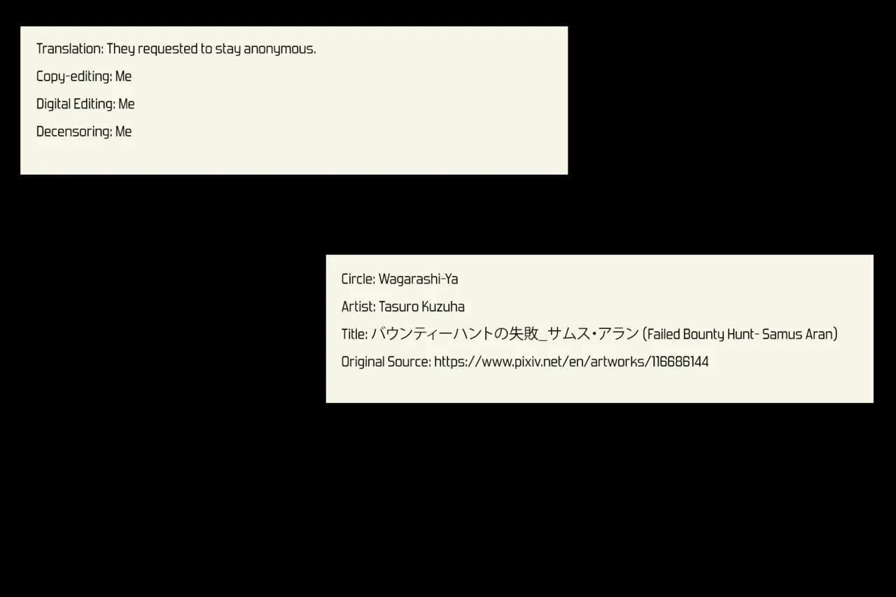 Failed Bounty Hunt- Samus Aran