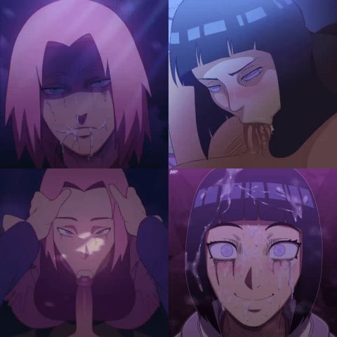 Hyuuga Hinata & Sakura Haruno Naruto Rule 34 GIF – Blowjob