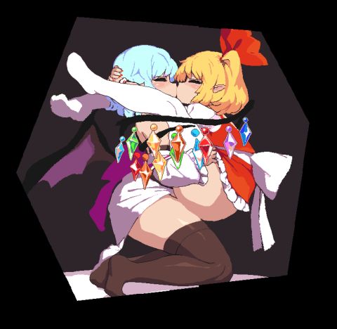 Remilia & Flandre Scarlet Touhou Rule 34 GIF – Futanari & Leglock