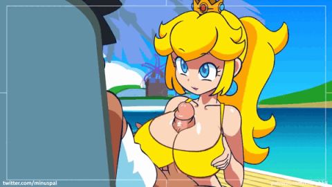 Princess Peach & Minus8 Mario Rule 34 GIF – Blowjob